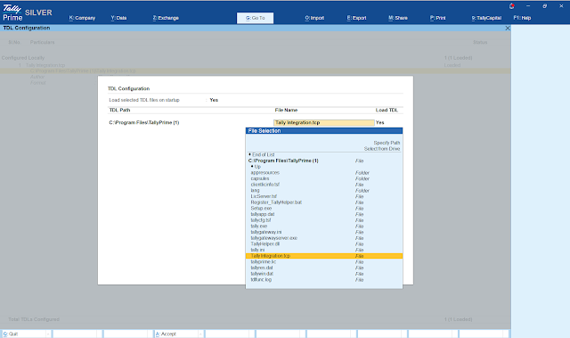  TDLs configuration page