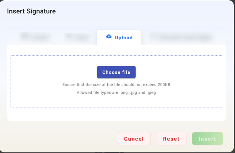 Upload signature method