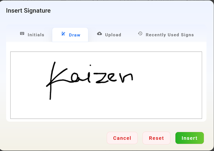 Draw signature method
