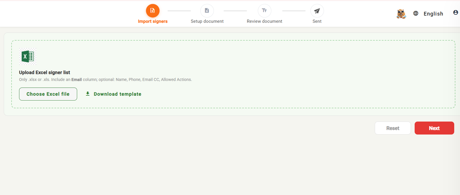 Now submit the exel file