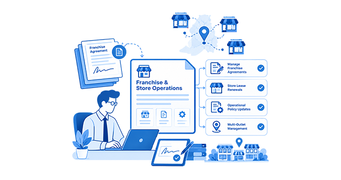 Franchise agreements and store lease renewals managed across multiple outlets